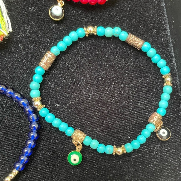 Colorful Beaded Bracelet set - Evil eyes and the Hand of Fatima - Picture 7 of 9